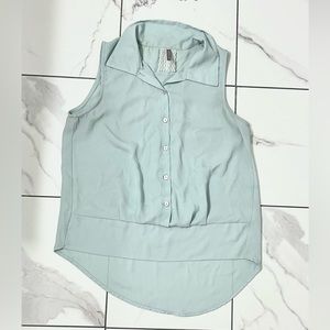 Mint Sleeveless Collared Summer Blouse